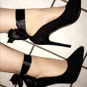 Black Ribbon Tie High Heels